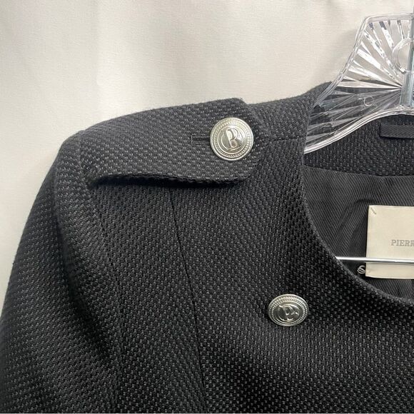 Pierre Balmain Women's Black Double-Breasted Military Blazer Size 38 - Picture 4 of 12